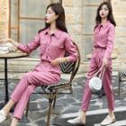 Set: Pocketed Shirt + Crop Dress Pants
