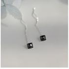 Square Faux Gemstone Sterling Silver Dangle Earring 1 Pair - 925 Silver - Silver & Black - One Size