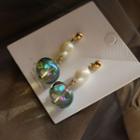 Pearl Faux Crystal Dangle Earring 1 Pair - One Size