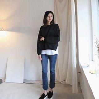 Slit-hem Neoprene Sweatshirt