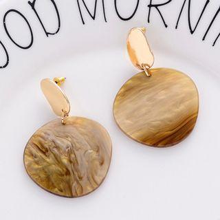 Irregular Acetate Disc Dangle Earring Gold - One Size