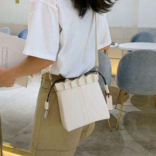 Frilled Faux Leather Crossbody Bag
