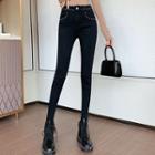 Studded High-waist Skinny Jeans
