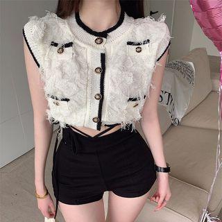 Frayed Button-up Vest / Hot Pants
