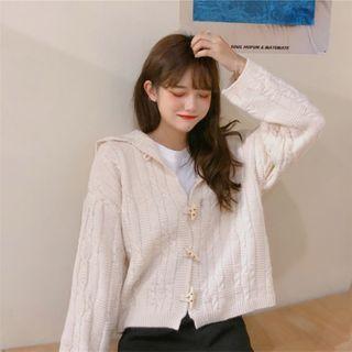 Sailor Collar Toggle Cable Knit Cardigan