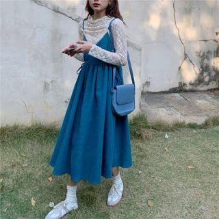 Strappy Midi A-line Dress / Lace Top