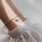 Heart Pendant Alloy Bracelet 1 Pc - Silver - One Size