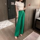 Short-sleeve Strappy Cropped T-shirt / Wide Leg Pants