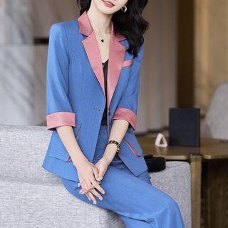 Elbow-sleeve Pinstriped Blazer / Dress Pants