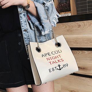 Lettering Faux Leather Hand Bag