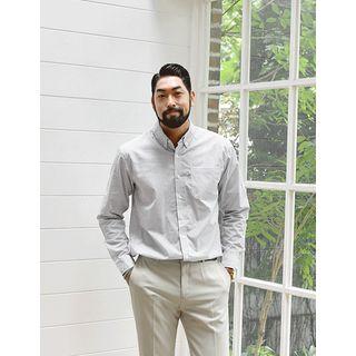 Tab-sleeve Pocket-front Striped Shirt