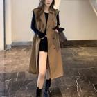 Set: Long-sleeve T-shirt + Double-breasted Trench Vest