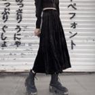 High Waist Velvet A-line Skirt Black - One Size