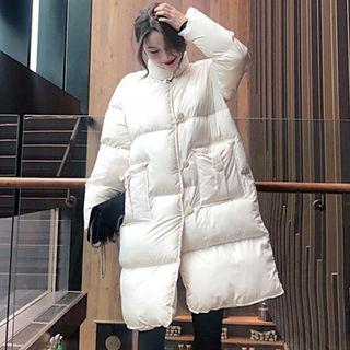 Stand Collar Padded Coat Almond - One Size