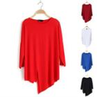 Plain Ruffle Long-sleeve T-shirt