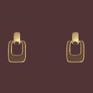 Square Drop Earring 1 Pair - Drop Earring - S925silver - Gold - One Size