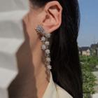 Rhinestone Snowflake Dangle Earring 1 Pair - S925 Silver Needle Earrings - One Size