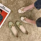 Square-toe Buckled Low-heel Shoes