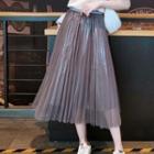 Midi A-line Mesh Skirt Dark Gray - One Size