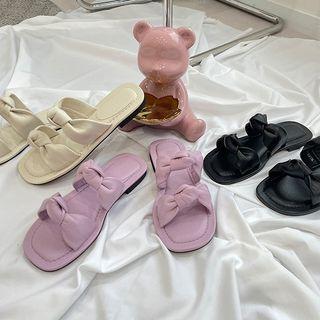 Knotted Double-strap Slide Sandals