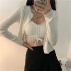 Plain Lace Drawstring Cropped Camisole Top