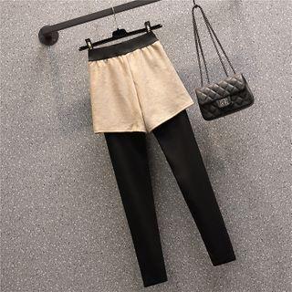 Mock Two-piece Faux Suede Shorts