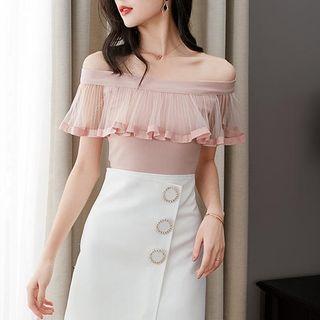 Mesh Panel Knit Halter Top