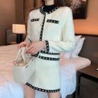 Fleece Button-up Jacket / Mini Skirt
