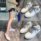 Cat-print Lace-up Canvas Sneakers