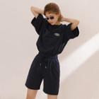 Set: Elbow-sleeve Oversized T-shirt + Shorts