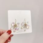 Faux Crystal Flower Dangle Earring 1 Pair - As Shown In Figure - One Size
