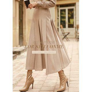 Pintuck Long Pleated Skirt