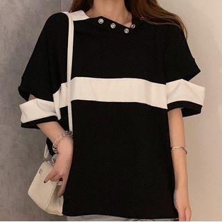 Short-sleeve Cutout Polo Shirt