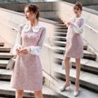 Mock Two Piece Peter Pan Collar Tweed Dress