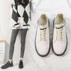 Knit Panel Lace-up Faux-leather Casual Shoes