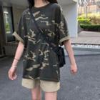 Drop Shoulder Camouflage Print Oversize T-shirt As Shown In Figure - One Size