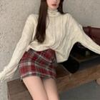 Sweater / Plaid Mini Fitted Skirt / Set
