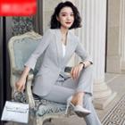 3/4-sleeve Single-button Blazer / Dress Pants / Camisole