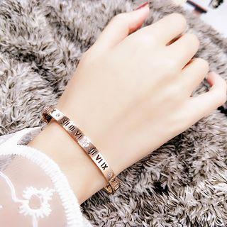 Rose Gold / Silver Plated Roman Numbering Rhinestone Bangle