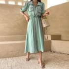 Drawstring-waist Zip-front Dress