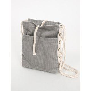 Rope-strap Corduroy Shoulder Bag