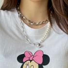 Ball-pendent Faux-pearl Chain Necklace