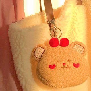 Fleece Bear Coin Purse Bear - Brown - One Size