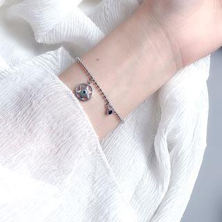 925 Sterling Silver Faux Crystal Star Bracelet Silver - One Size
