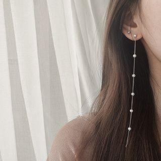 925 Sterling Silver Faux Pearl Dangle Earring 1 Pair - S925 Silver - White Faux Pearl - Silver - One Size