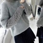 Cable Knit Panel Furry Sweater
