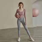 Set: Long-sleeve Sports Top + High Waist Leggings