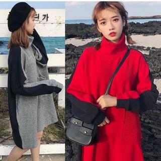 Turtleneck Long-sleeve Knitted Dress