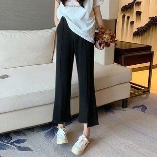 High-waist Asymmetrical Split Straight-leg Pants