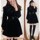 Long-sleeve Mini Velvet A-line Dress